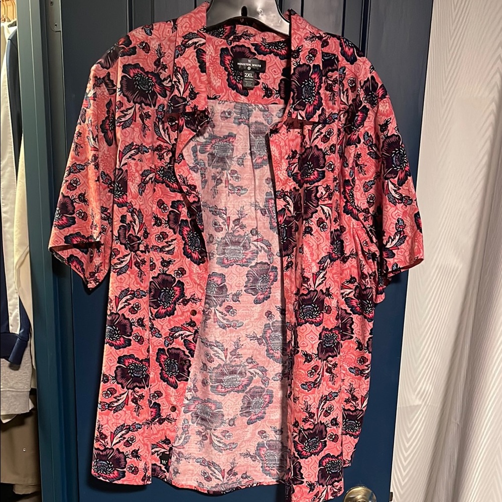 Floral Pink and Black Button up